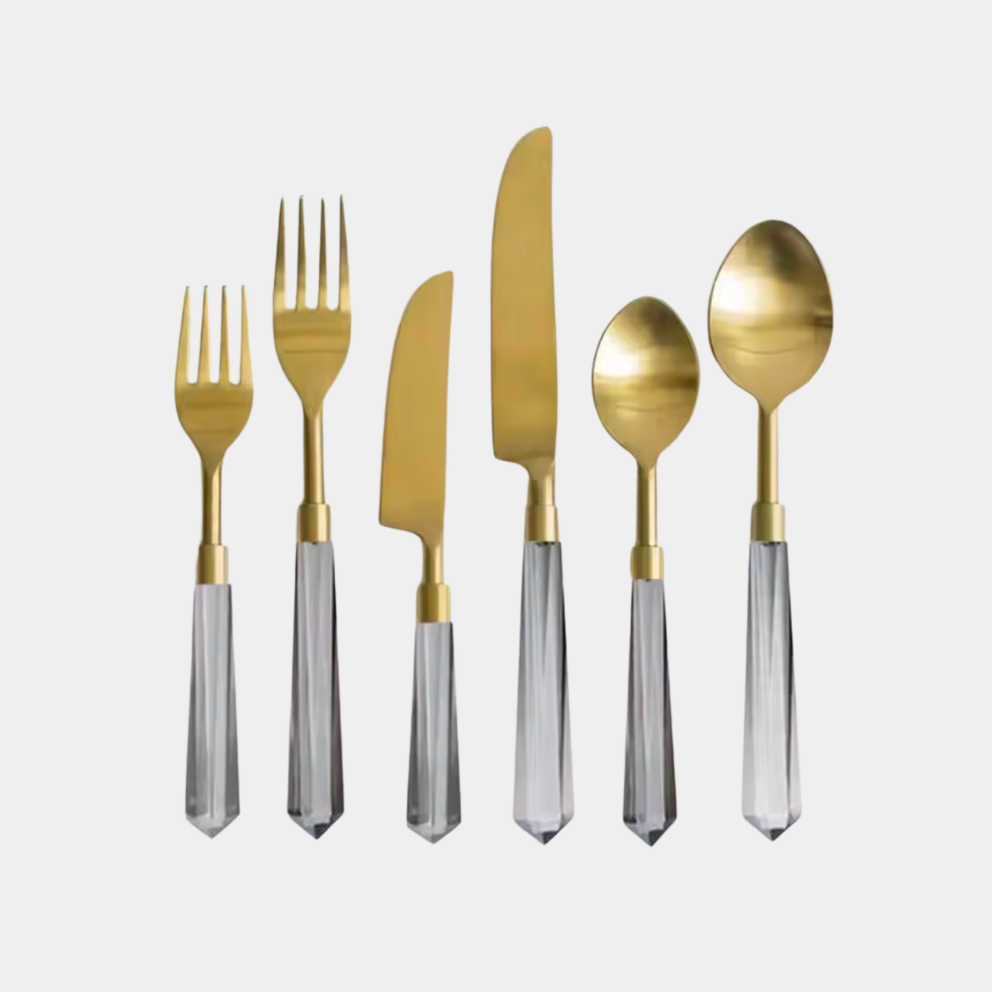 The Ava Gold + Gray Lucite Flatware Set