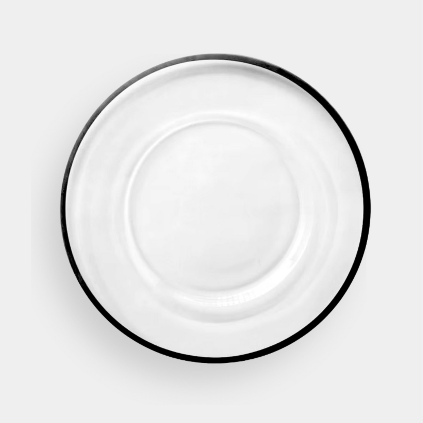 The Halo Clear Glass Dinner Plate with Black Rim