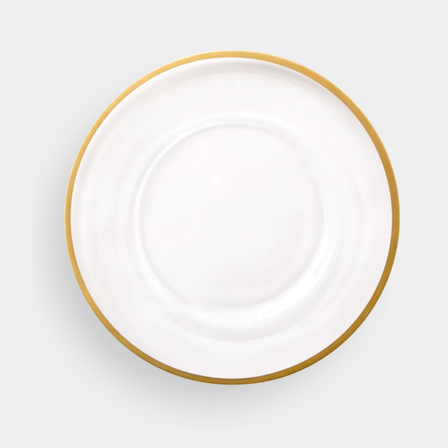 The Halo Clear Glass Dinner Plate with Gold Rim