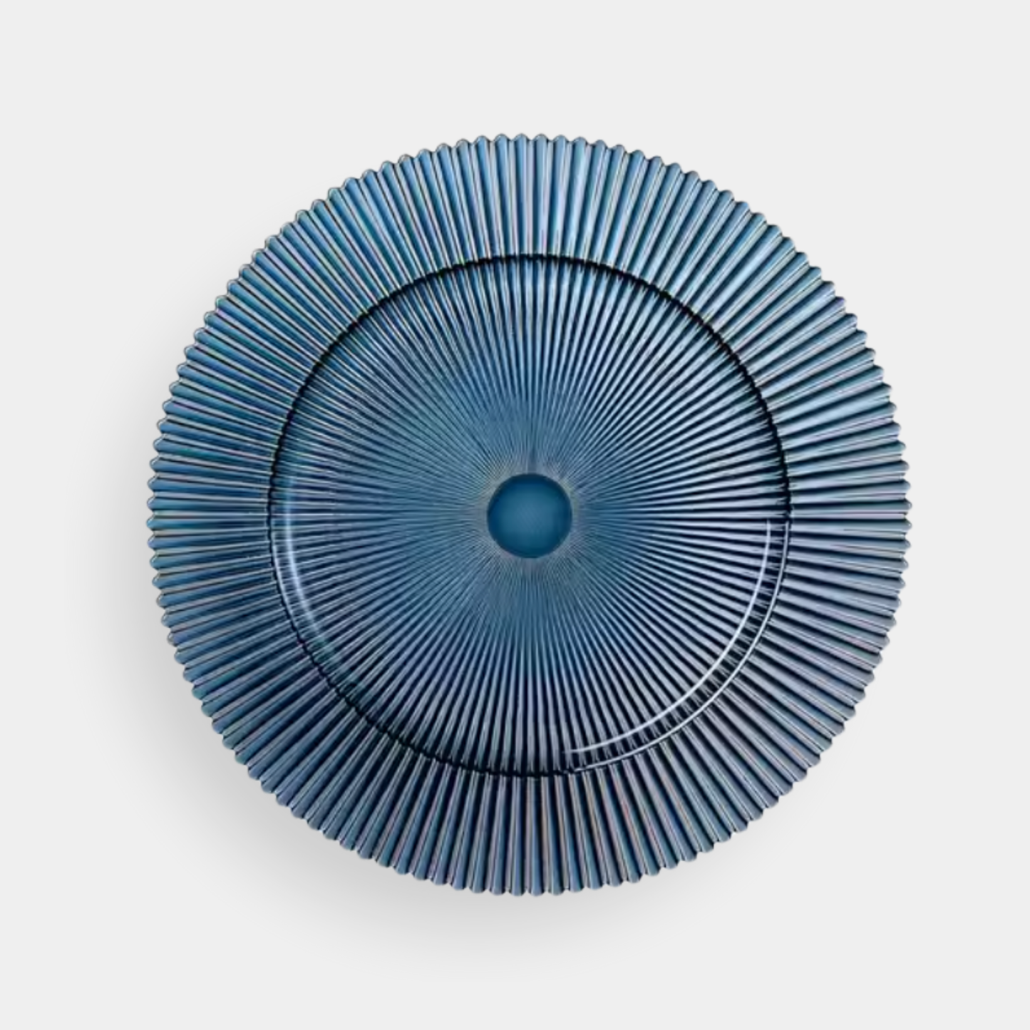The Mia Blue Ribbed Glass Charger
