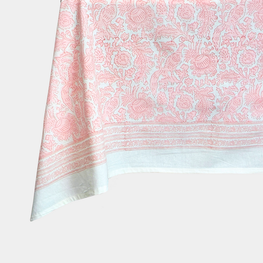 The Jardin: Block Print Tablecloth in Blush