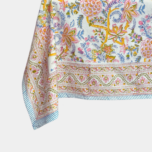 The Jardin: Block Print Tablecloth in Derby