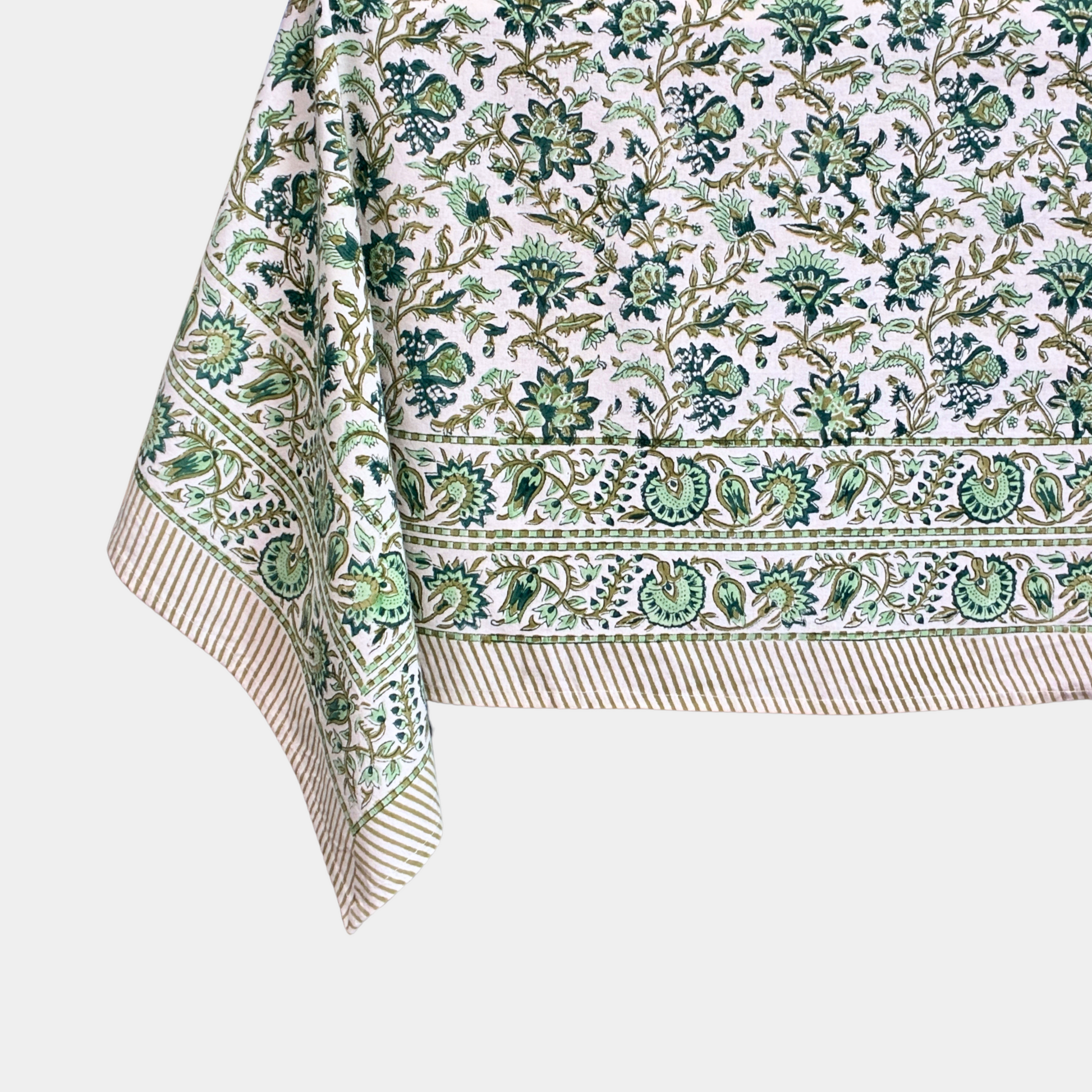 The Jardin: Block Print Tablecloth in Teal