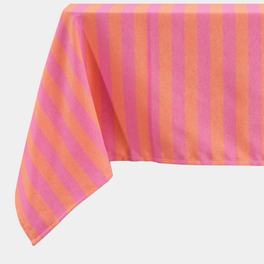 The Raya: Jacquard Tablecloth in Strawberry Stripes
