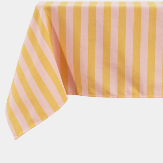 The Raya: Jacquard Tablecloth in Tangerine Stripes